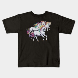 Herd of White Unicorns Kids T-Shirt